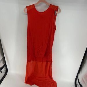 Evil Twin red high low Mesh Sleeveless sheath midi dress light womens L